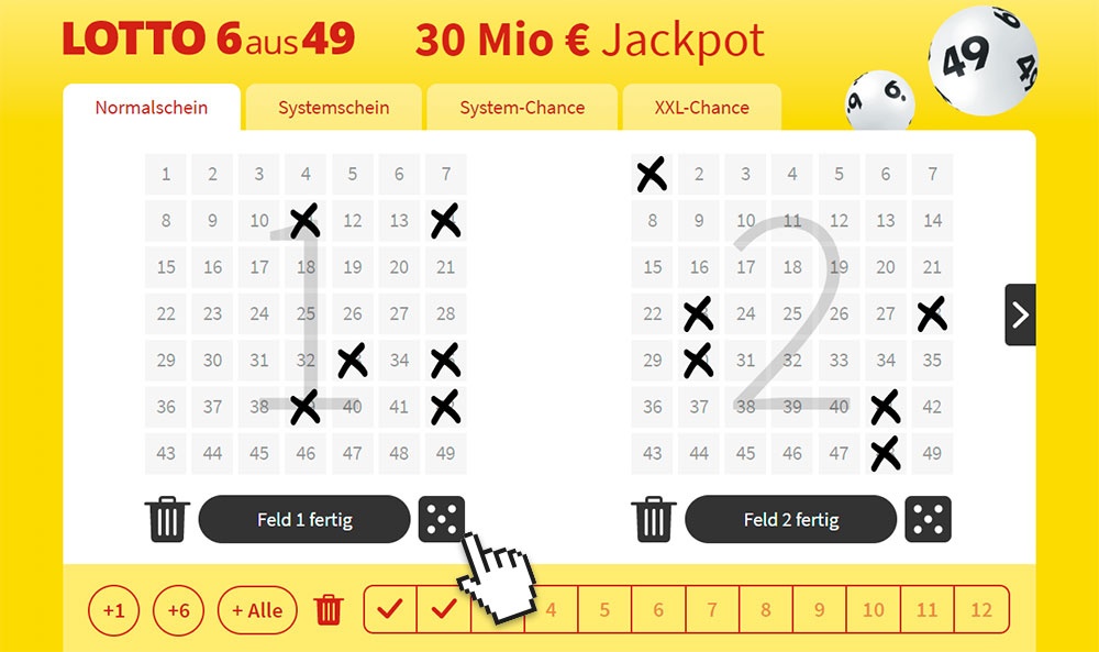 LOTTO-Quicktipp: Spielschein mit Quicktipp-Funktion